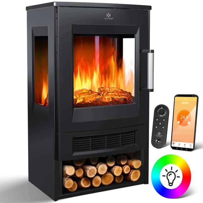 Kominek elektryczny z funkcją grzewcza 2000W czarny Kesser