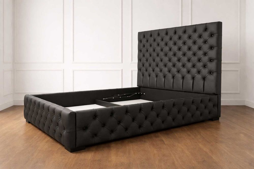 Łóżko pikowane skórzane Classic Chesterfield