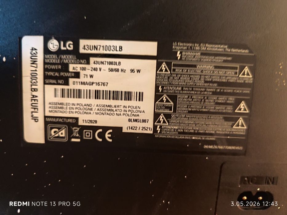 LG 43UN71003LB Smart TV web os