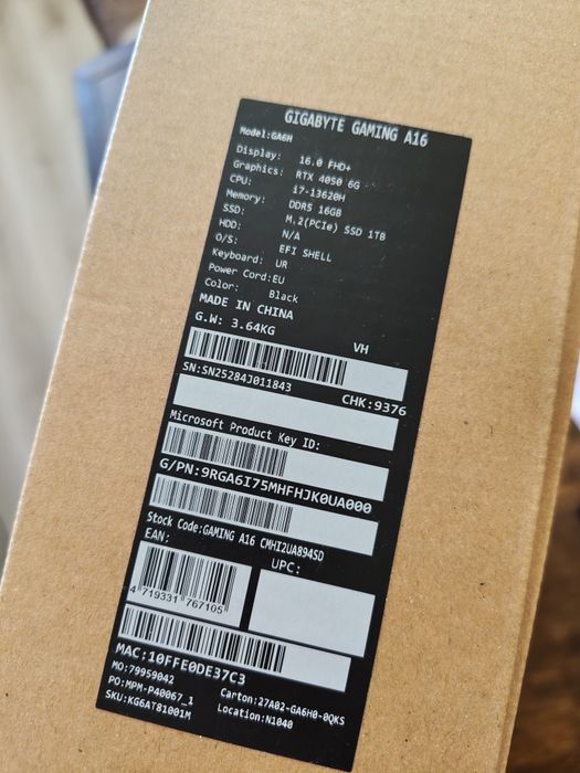 Ноутбук gigabyte gaming A16