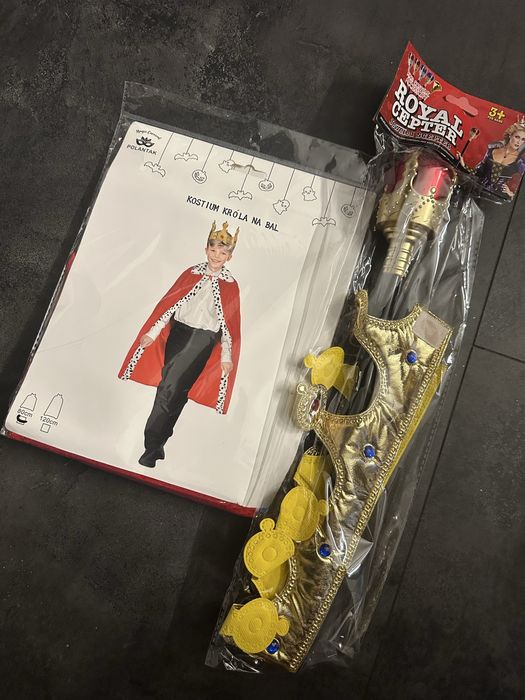 Król Jasełka 116 cm przebranie strój kostium welurowa peleryna dł.80cm