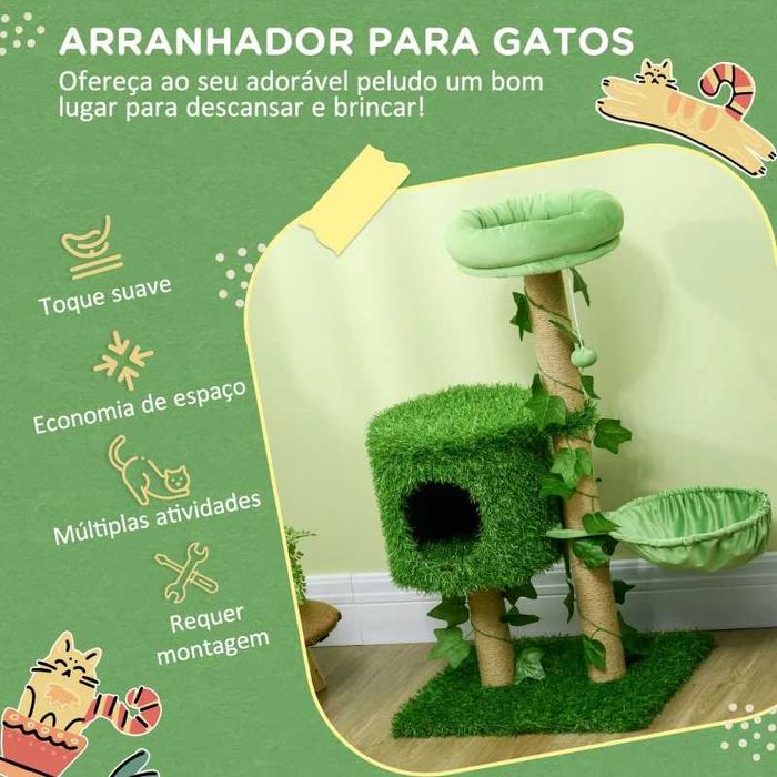 Cama para gatos arvore / arranhador verde