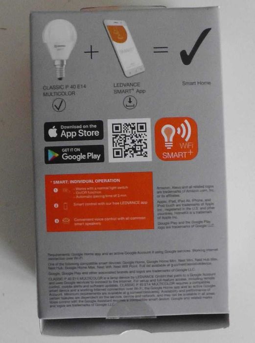 Żarówka LED E14 4,9W RGBW SMART+ WiFi sterowana smartfonem K