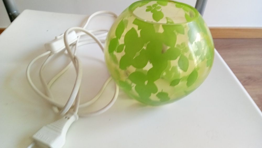 Candeeiro de Mesa "KNUBBIG" Vidro Pintado c/ Folhagens do IKEA (Novo)