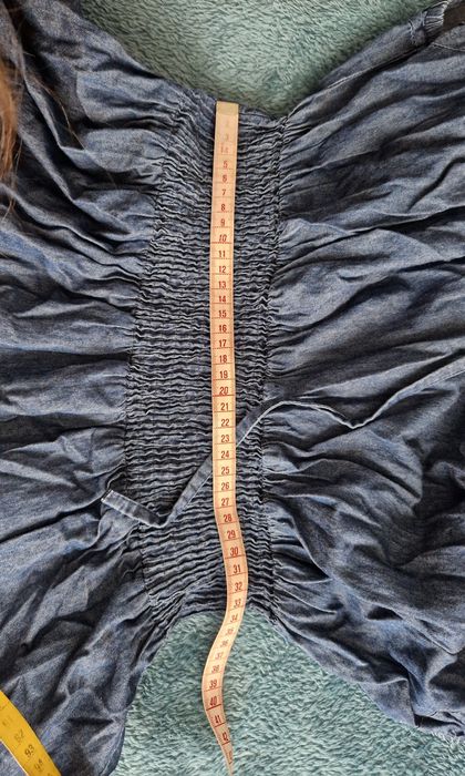 Długa sukienka hiszpanka z falbanami jeansowa