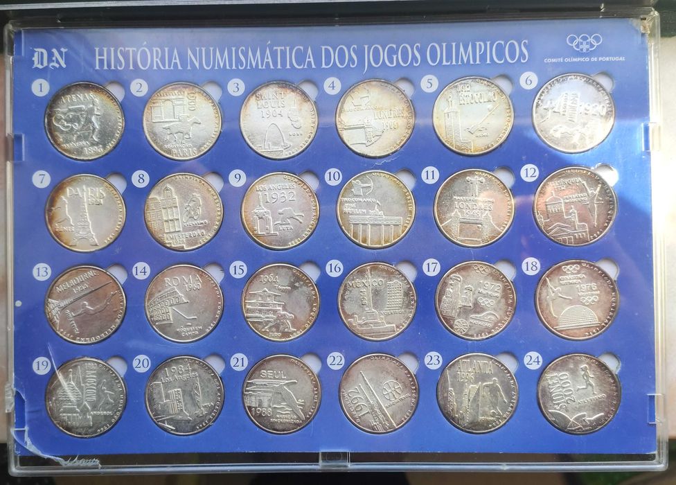 Coleção de moedas da história numismática dos jogos olímpicos