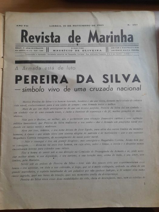Revista de Marinha - nº 207 - Novembro 1943 (mais de 80 anos!)