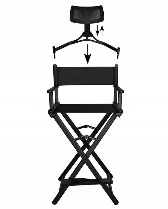 PROFESJONALNE KRZESŁO do MAKIJAŻU Make-Up Wizażu Składane + Zagłówek