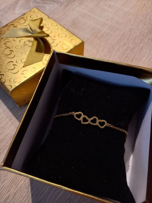 Bransoletka złota serduszka