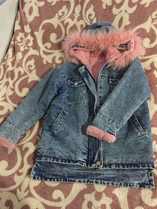 Джинсова підліткова тепла куртка 150
