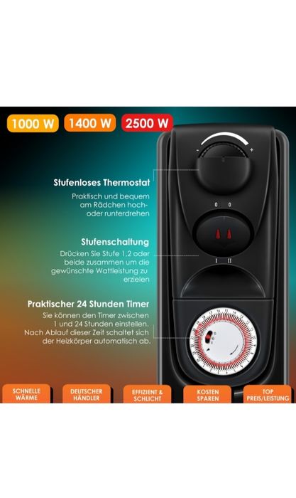Grzejnik olejowy o mocy 2500 W