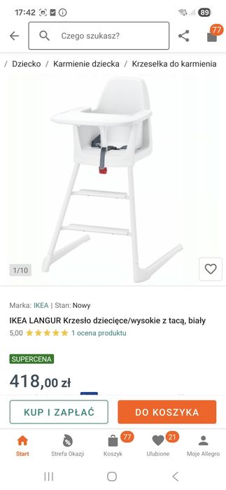 Krzesełko do karmienia dla dziecka