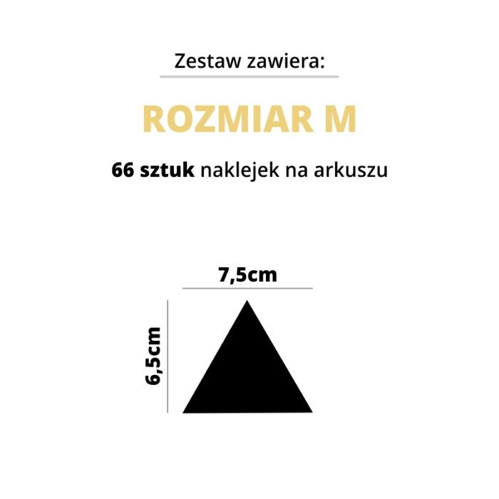 Naklejki dla dzieci na ścianę trójkąty mega zestaw 66szt.