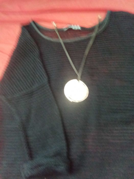 Ażurowy sweterek tunika kardigan czarny plaża L 40