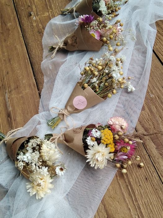 Podziękowanie, upominek, bukiecik mini z suszonych kwiatów, boho.,rust