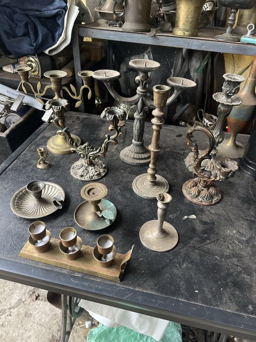 Старинные подсвечники подстаканики тарелки