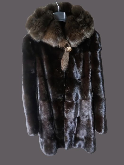 Ог 104см. Норковая шуба с соболем. Натуральная шуба