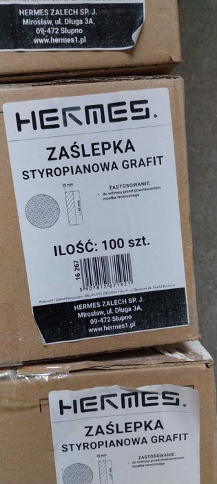 Zaślepki styropianowe grafitowe Hermes fi 67 mm – 6 op. (600 szt.) NOWE
