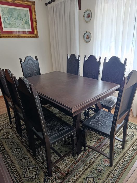 Conjunto sala de jantar + louceiro madeira anos 70
