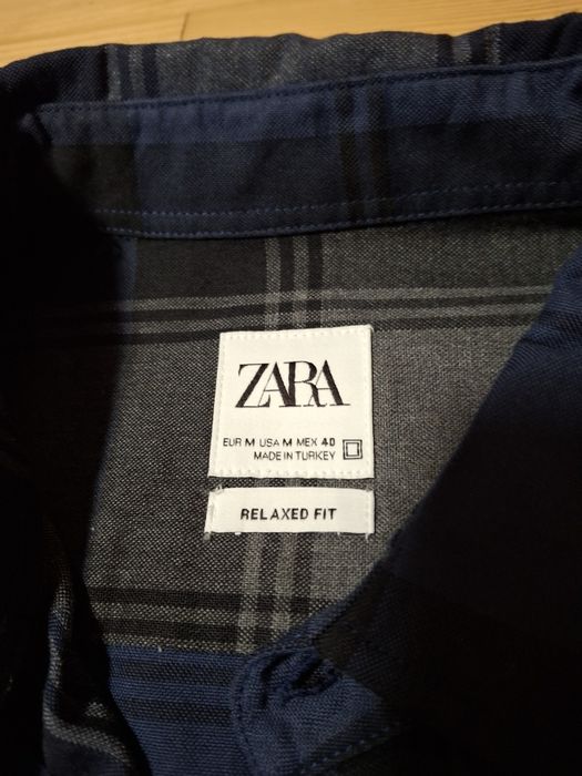 Рубашка ZARA клетчатая синяя, casual, streetwear, мужская рубашка
