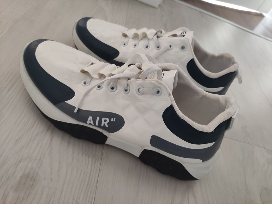 Buty skórkowe adidasy snikersy biało-grafitowe 41 sznurówki gumki