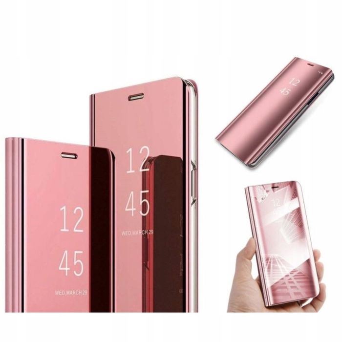 Różowe etui z klapka clear view samsung galaxy note 10