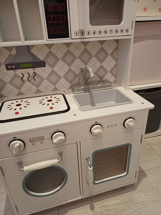 Kuchnia duża drewniana światło dzwięk dla dzieci biała