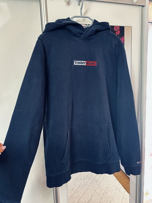Bluza tommy hilfiger oryginalna męska granatowa th sportowa l napis logo