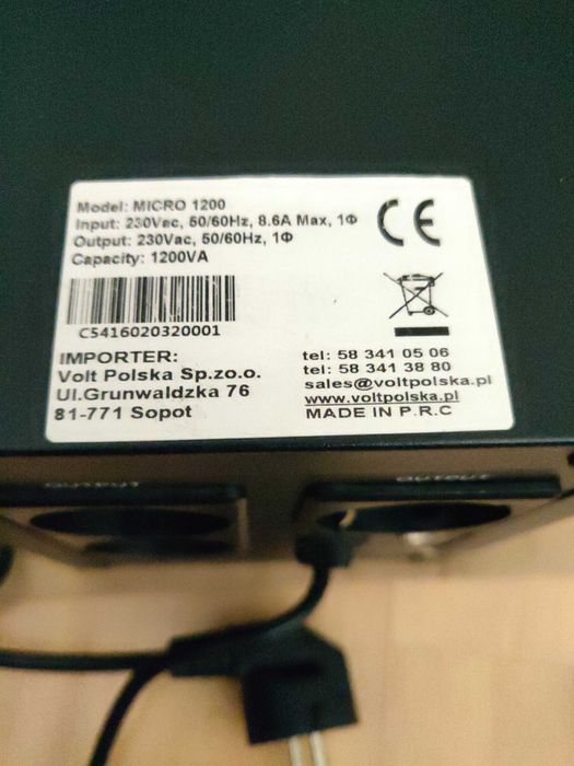 Zasilacz awaryjny UPS VOLT POLSKA MICRO 1200VA 720W