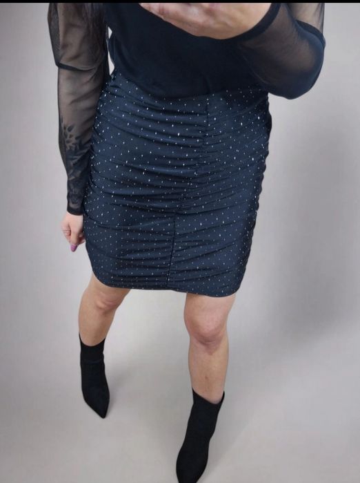 Spódnica mini czarna marszczona połyskująca blink blink uni