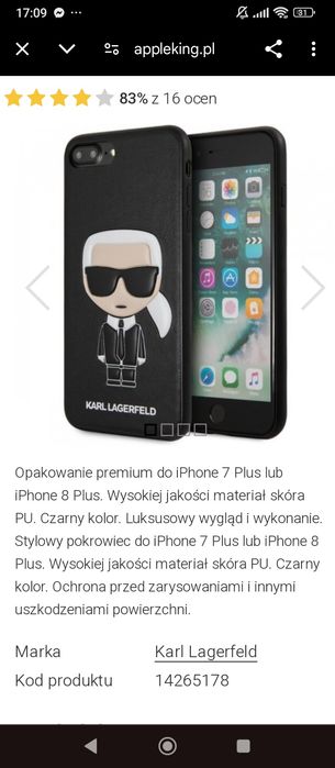 Obudowa pokrowiec iPhone 7 i 8 Karla lagerteld
