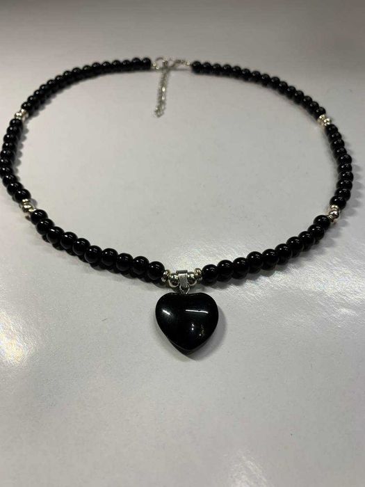 Чокер Намисто з підвіскою Агат чорний натуральний камінь