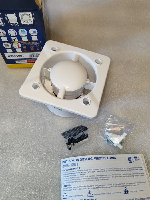 Zestaw NOWE wiatrak wentylator do łazienki 100 System+ Awenta korpus