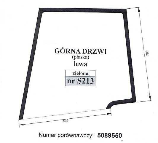 szyba New Holland TD, Case JX 55,60,65 - drzwi górna lewa S 213