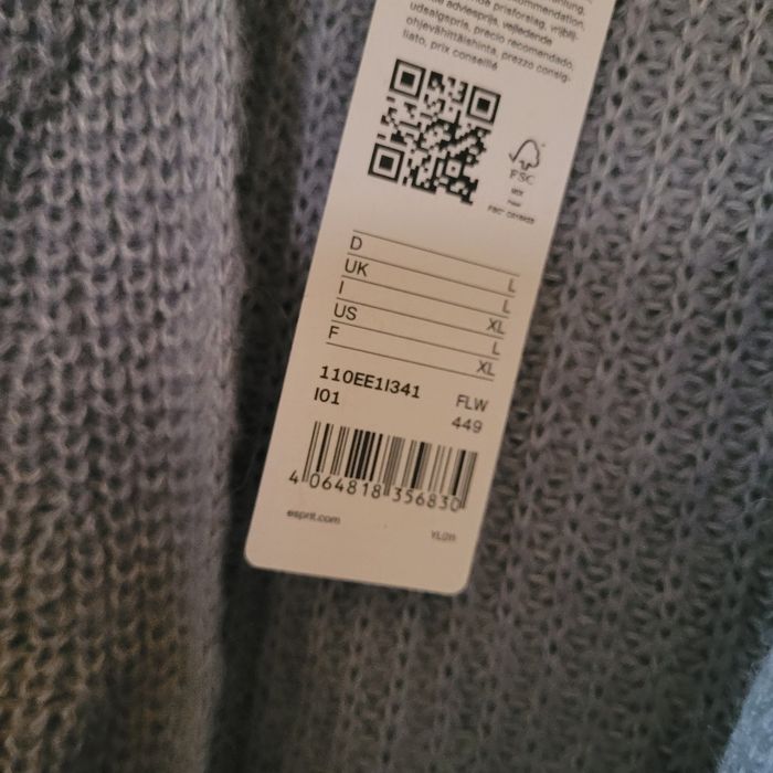 Nowy sweter kardigan z wełna i alpaką Esprit