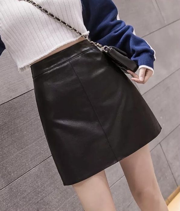 Юбка мини из эко-кожи