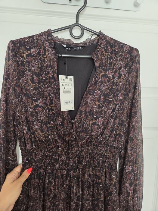 NOWA Z METKĄ  sukienka ZARA, boho, metalizowana nić, r. S