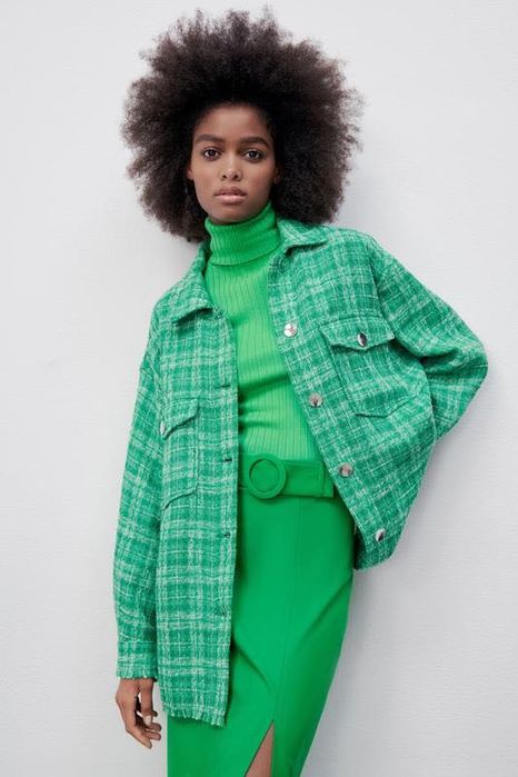 Твідова зелена сорочка Zara