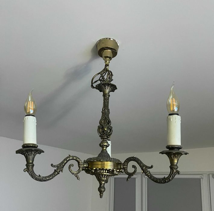 Żyrandol antyczny mosiężny