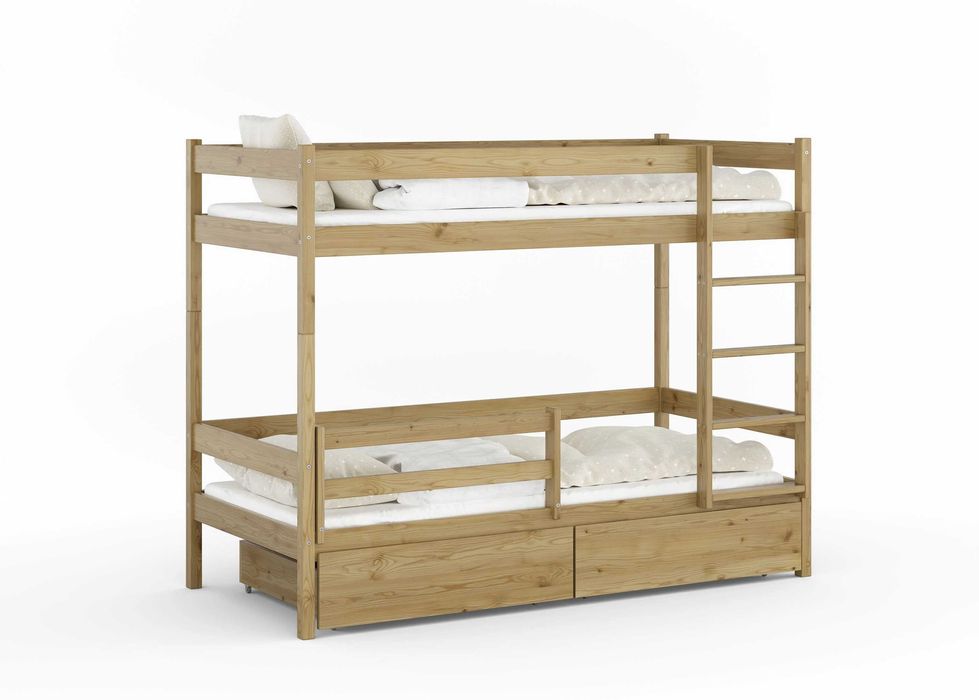 Drewniane Łóżko Piętrowe Mino | Wygoda dla Rodzeństwa |