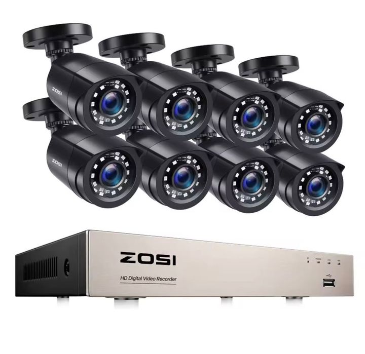 Zestaw monitoringu ZOSI 8 kamer + 8 kanałowy rejestrator (bez dysku)