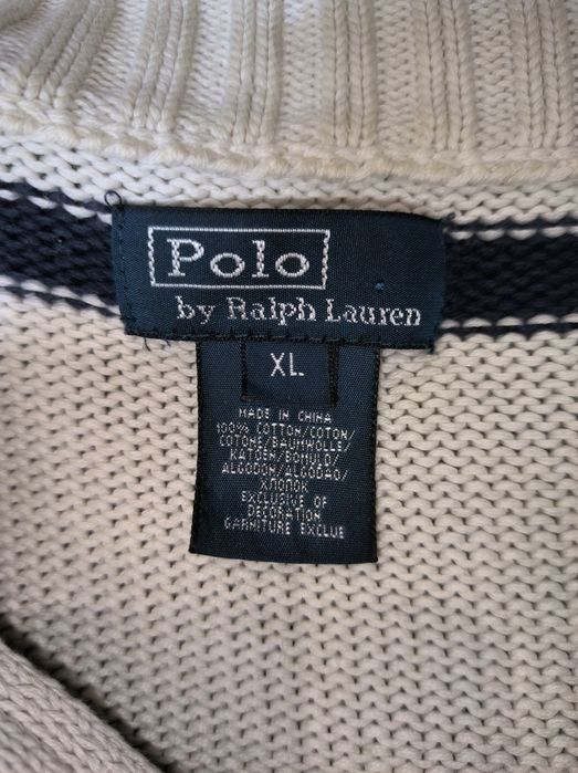 Білий в'язаний 1/3 зіп светер в лінію Polo Ralph Lauren