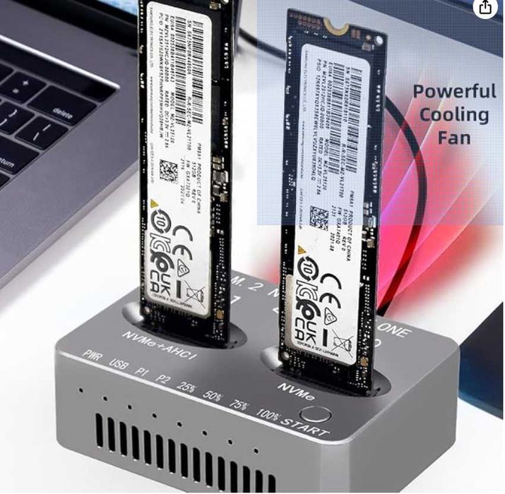 NVMe SSD Cloner, M.2 Duplicator Dual Bay NVMe Enclosure Gen2X2 20Gbps