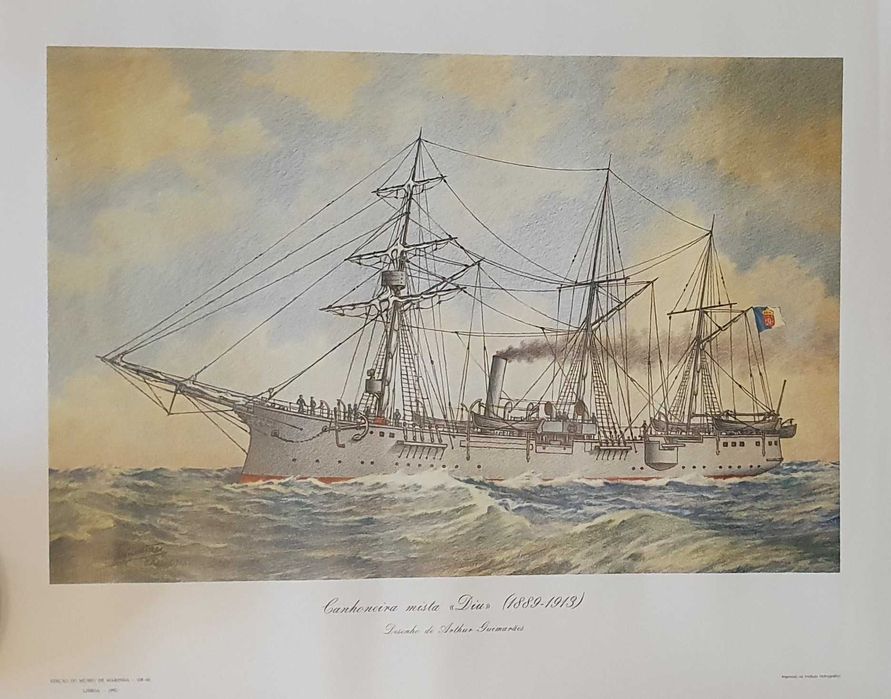 Poster da Canhoneira mista DIU (1889/1913), do Museu de Marinha - 1992