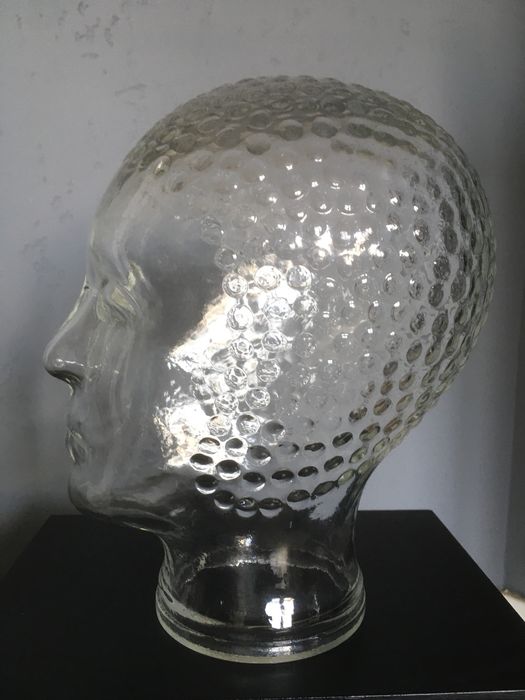 Szklana głowa vintage lata 80