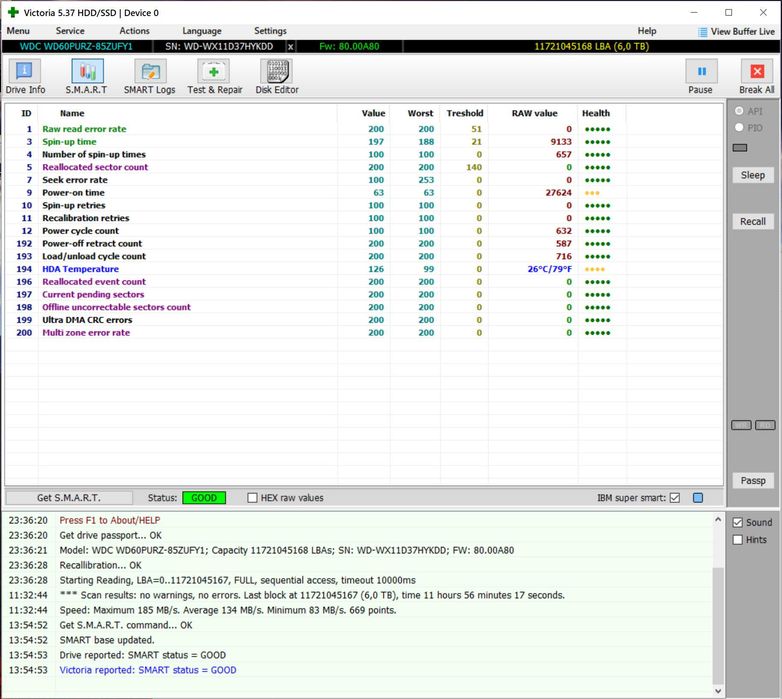 Жорсткий диск HDD Western Digital Purple 6Tb 6000Gb WD60PURZ-85ZUFY1