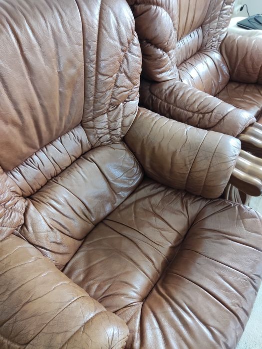 Conjunto de Sofás Vintage Pele italiana