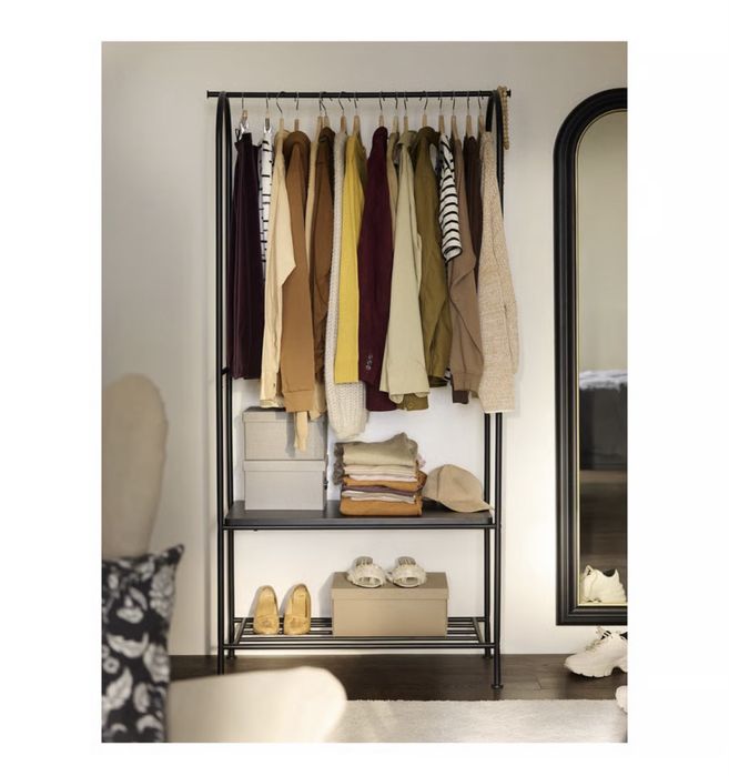 Suporte p/cabides c/arrum p/sapatos, antracite, 90x36x175 cm