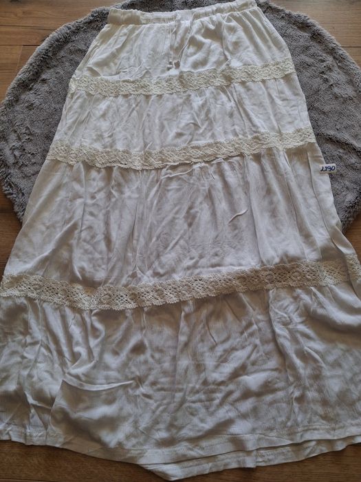 Biala maxi długa spodnica muslinowa bawelniana boho