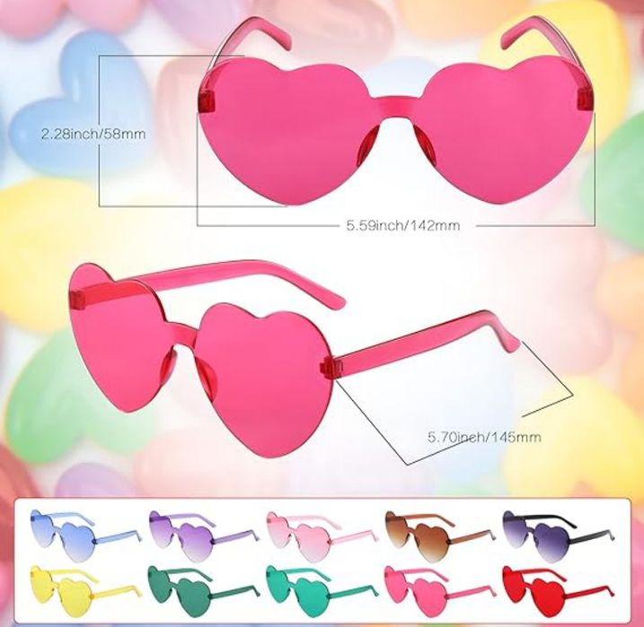 10szt. Zestaw okolaróww kształcie serca okulary serce imprezowe